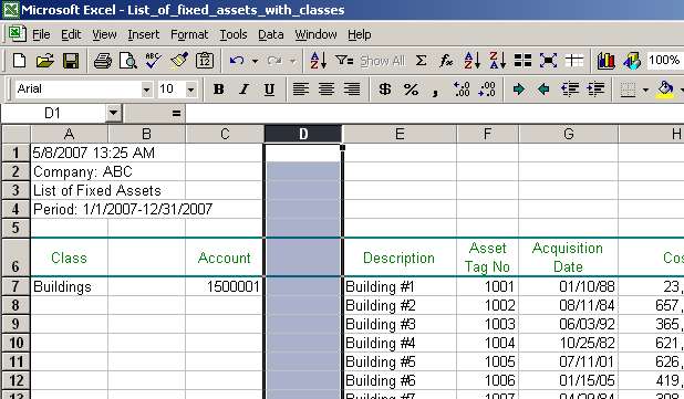 A new column inserted after column Account